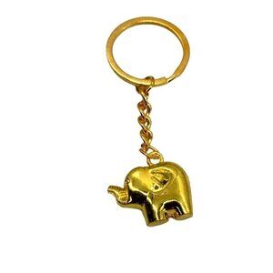 Metallic Elephant Keychain With Gold Tone Finish & Functional Compact Design